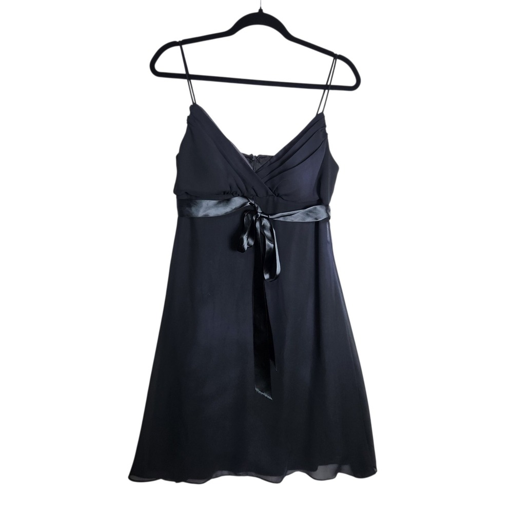 Onyx Nite Womens Black Chiffon Empire Waist Cocktail Dress Size 10